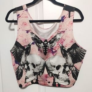 Plus size skull crop top 3x